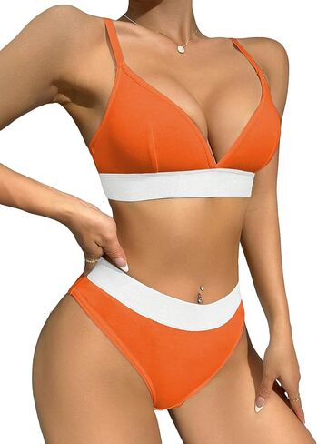 COZYEASE Women's 2 Piece Outfits Colorblock Camisole Bra and Low Rise Briefs Sporty Lingerie Set in Saudi Arabia