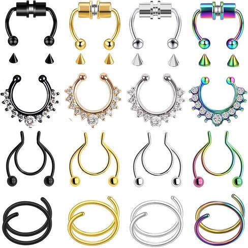 DANSOAN Fake Nose Ring for Women Teenager Stainless Steel Nose Cuffs Septum Nose Ring Piercings on Non-Pierced Nose Ring for Women Men in Kuwait