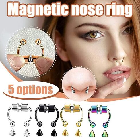 DANSOAN Fake Nose Ring for Women Teenager Stainless Steel Nose Cuffs Septum Nose Ring Piercings on Non-Pierced Nose Ring for Women Men in Kuwait