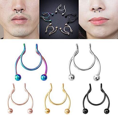 DANSOAN Fake Nose Ring for Women Teenager Stainless Steel Nose Cuffs Septum Nose Ring Piercings on Non-Pierced Nose Ring for Women Men in Kuwait
