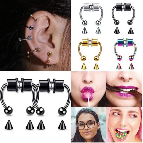 DANSOAN Fake Nose Ring for Women Teenager Stainless Steel Nose Cuffs Septum Nose Ring Piercings on Non-Pierced Nose Ring for Women Men in Kuwait