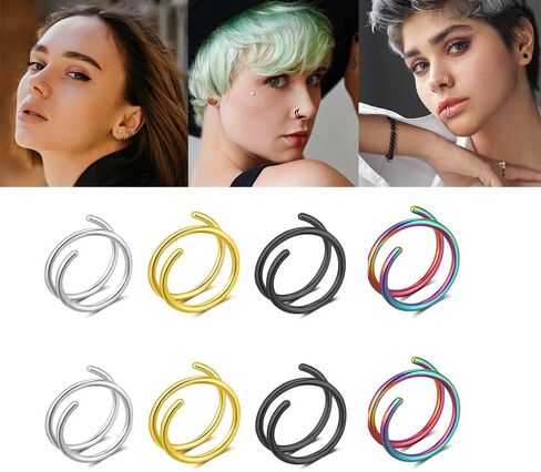 DANSOAN Fake Nose Ring for Women Teenager Stainless Steel Nose Cuffs Septum Nose Ring Piercings on Non-Pierced Nose Ring for Women Men in Kuwait