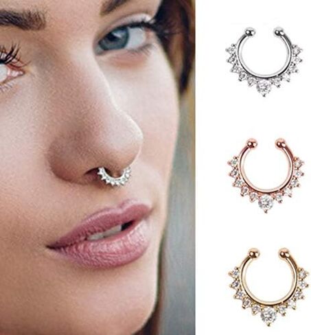 DANSOAN Fake Nose Ring for Women Teenager Stainless Steel Nose Cuffs Septum Nose Ring Piercings on Non-Pierced Nose Ring for Women Men in Kuwait
