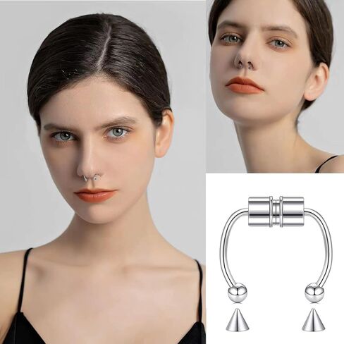 DANSOAN Fake Nose Ring for Women Teenager Stainless Steel Nose Cuffs Septum Nose Ring Piercings on Non-Pierced Nose Ring for Women Men in Kuwait