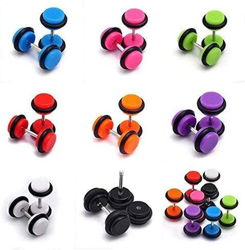 مجوهرات النخيل الأزرق 8 أزواج من الاكريليك الحديد أقراط الأذن وهمية الغش الوهم المكونات أقراط 14 مقياس الحديد و 00 مقياس الوجه E562 in Kuwait