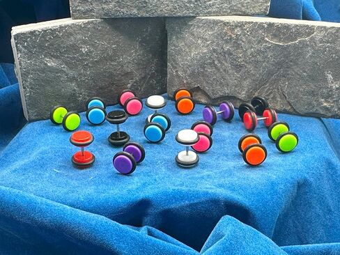 مجوهرات النخيل الأزرق 8 أزواج من الاكريليك الحديد أقراط الأذن وهمية الغش الوهم المكونات أقراط 14 مقياس الحديد و 00 مقياس الوجه E562 in Kuwait