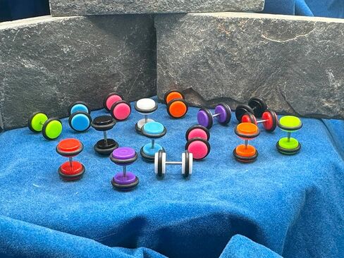 مجوهرات النخيل الأزرق 8 أزواج من الاكريليك الحديد أقراط الأذن وهمية الغش الوهم المكونات أقراط 14 مقياس الحديد و 00 مقياس الوجه E562 in Kuwait