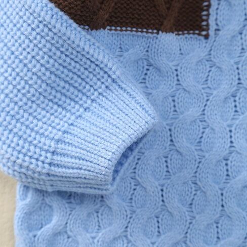 JNBLDA Toddler Boy Knit Sweater Crewneck Contrast Color Pullover Tops Knitted Jumper Warm Winter Clothes in Saudi Arabia