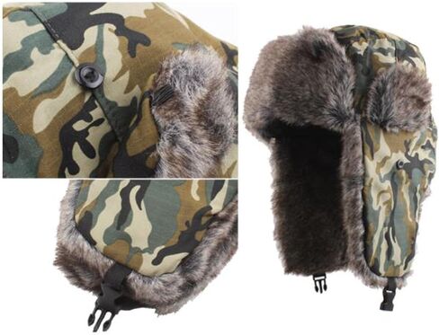للجنسين الشتاء كامو الصياد قبعة الصيد الباردة برهان الدفء قبعة التزلج الدراجات قبعات جندي روسي in Kuwait