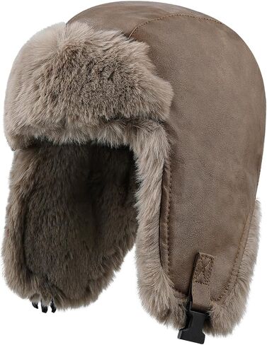 كروغو الإسكيمو قبعة الروسية Ushanka القوزاق جندي قبعة جلدية الصياد الطيار القبعات الفراء اصطف إيرفلاب الشتاء قبعة الثلوج قبعات التزلج in Kuwait