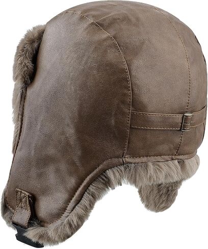 كروغو الإسكيمو قبعة الروسية Ushanka القوزاق جندي قبعة جلدية الصياد الطيار القبعات الفراء اصطف إيرفلاب الشتاء قبعة الثلوج قبعات التزلج in Kuwait