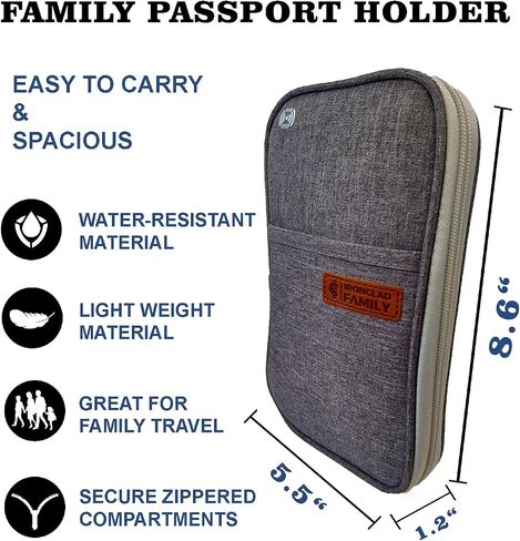 محفظة جواز سفر IronClad مع مانع RFID - محفظة منظم وثائق السفر مقاومة للماء - حامل جواز سفر عائلي لـ 4 - محفظة سفر للرجال والنساء in Saudi Arabia
