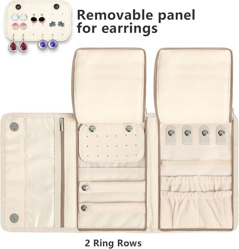 بكرة مجوهرات تيموي، منظم سفر المجوهرات للقلائد والأقراط والأساور والخواتم والدبابيس والمزيد، صغيرة الحجم وسهلة الحمل، مخططة in Kuwait