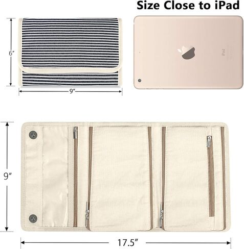 بكرة مجوهرات تيموي، منظم سفر المجوهرات للقلائد والأقراط والأساور والخواتم والدبابيس والمزيد، صغيرة الحجم وسهلة الحمل، مخططة in Kuwait