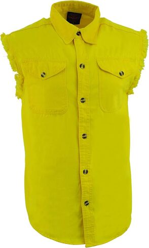 قميص Milwaukee Leather DM1006 للرجال أرجواني خفيف الوزن من الدنيم مع مظهر عتيق ومهترئ بدون أكمام - 2X-Large in Kuwait