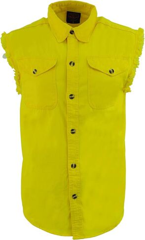قميص Milwaukee Leather DM1006 للرجال أرجواني خفيف الوزن من الدنيم مع مظهر عتيق ومهترئ بدون أكمام - 2X-Large in Kuwait