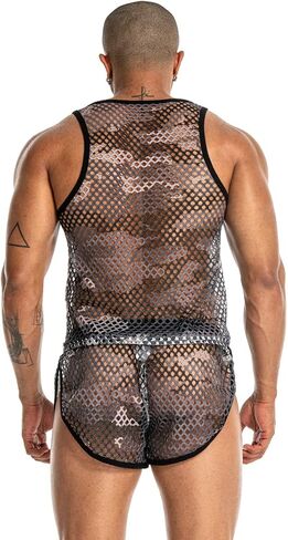 Mens See Through Sleeveless Shirt Mesh Tank Top for Men Crew Neck Fishnet Fitted Muscle Shirt Clubwear in Saudi Arabia