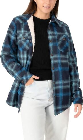 Womens Sherpa Fleece Lined Flannel Jacket Button Down Plaid Flannel Shirt Jacket(All Sherpa Lining) in Saudi Arabia