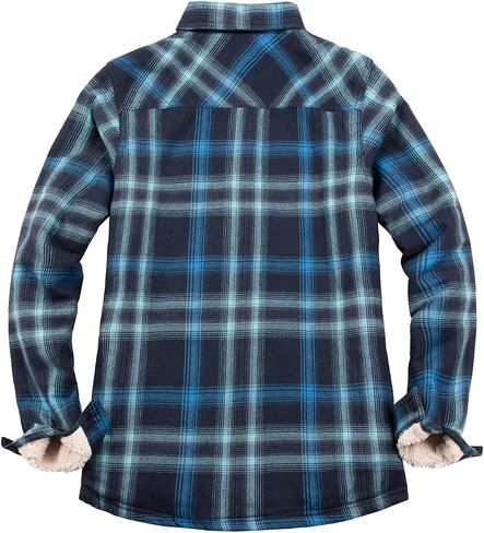 Womens Sherpa Fleece Lined Flannel Jacket Button Down Plaid Flannel Shirt Jacket(All Sherpa Lining) in Saudi Arabia