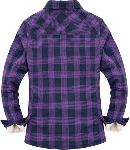 Womens Sherpa Fleece Lined Flannel Jacket Button Down Plaid Flannel Shirt Jacket(All Sherpa Lining) in Saudi Arabia