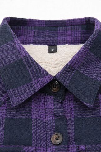 Womens Sherpa Fleece Lined Flannel Jacket Button Down Plaid Flannel Shirt Jacket(All Sherpa Lining) in Saudi Arabia