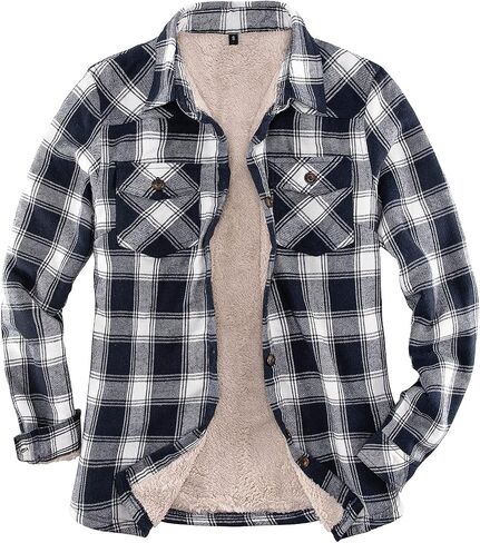 Womens Sherpa Fleece Lined Flannel Jacket Button Down Plaid Flannel Shirt Jacket(All Sherpa Lining) in Saudi Arabia