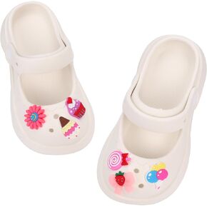 Boys Girls Clogs Garden Shoes Slip on Water Shoes, Cute Mary Jane Slides with DIY Charms Beach Slippers Sandals for Toddler/Little Kids/Big Kids