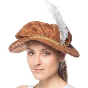 HMS mens Mob Cap With Feather Costume Accessories, Brown, One Size US in Kuwait