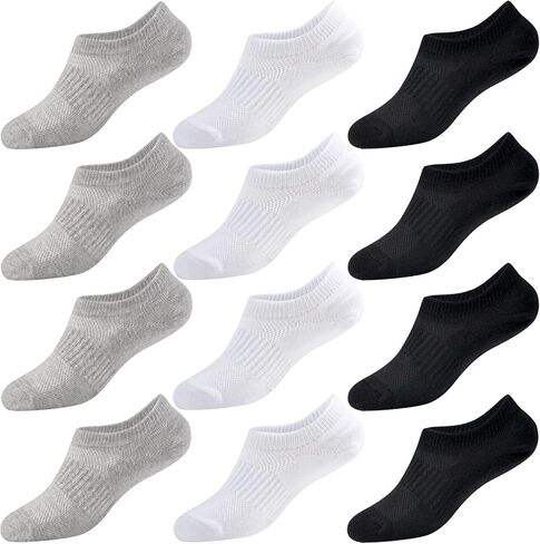 No Show Socks Girls 12 Pairs Kids No Show Socks Boys Cotton Low Cut Non Slip Socks Children Youth Adults in Kuwait