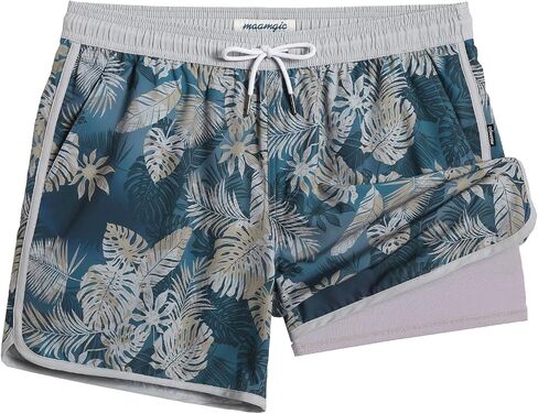 maamgic Mens Short 80s 90s Vintage 5.5" Swim Trunks Swimsuits Board Shorts Compression Liner Quick Dry 2 in 1 Beach Swimwear in Saudi Arabia