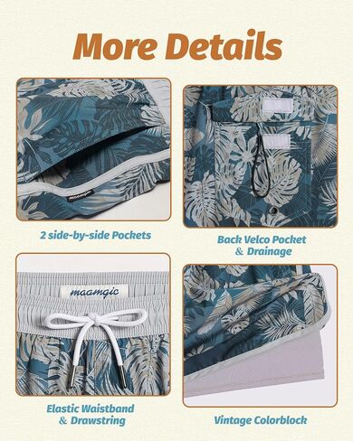 maamgic Mens Short 80s 90s Vintage 5.5" Swim Trunks Swimsuits Board Shorts Compression Liner Quick Dry 2 in 1 Beach Swimwear in Saudi Arabia