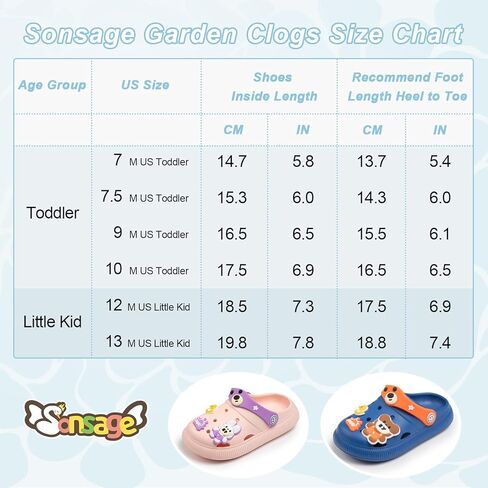 Sonsage Toddler Boys Girls Garden Clogs Slippers Little Kids Slip-On Sandals Cute Cartoon Classic Breathable Lightweight Summer Beach Pool Water Garden Shoes in Kuwait