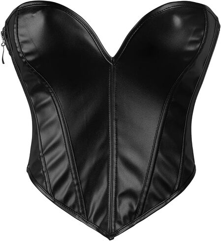 WERFORU Women PU Leather Corset Top Lace-up Tied Underbust Costume Waspie Steampunk Zipper Bustier for Ladies in Saudi Arabia