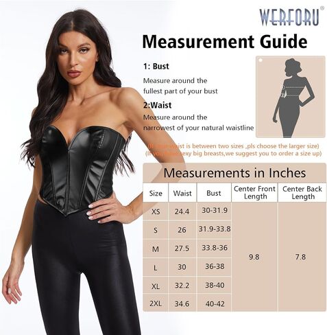 WERFORU Women PU Leather Corset Top Lace-up Tied Underbust Costume Waspie Steampunk Zipper Bustier for Ladies in Saudi Arabia