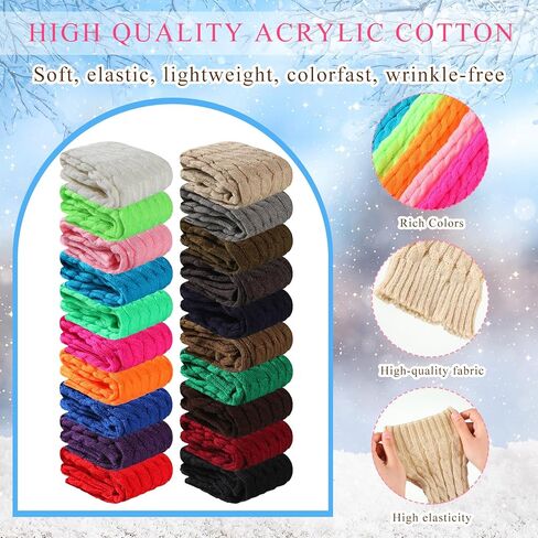 Syhood 20 Pairs Women Knit Leg Warmers Bulk Thermal Acrylic Winter Sleeve Lady Winter Crochet Long Cable Knit Socks, 20 Colors in Saudi Arabia