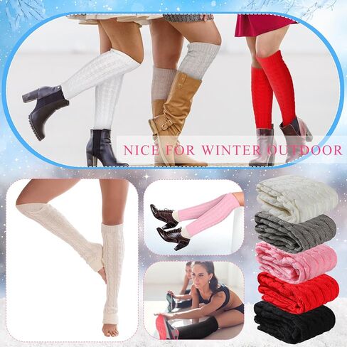 Syhood 20 Pairs Women Knit Leg Warmers Bulk Thermal Acrylic Winter Sleeve Lady Winter Crochet Long Cable Knit Socks, 20 Colors in Saudi Arabia