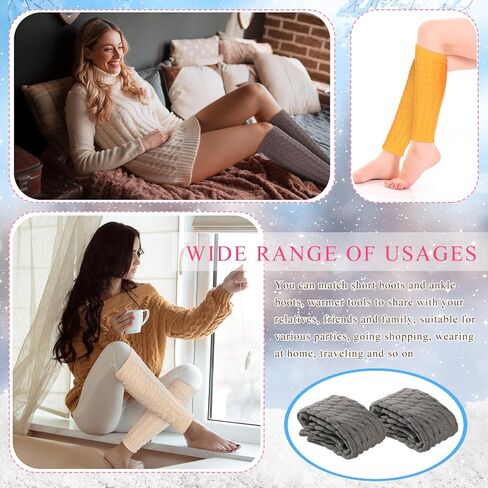 Syhood 20 Pairs Women Knit Leg Warmers Bulk Thermal Acrylic Winter Sleeve Lady Winter Crochet Long Cable Knit Socks, 20 Colors in Saudi Arabia