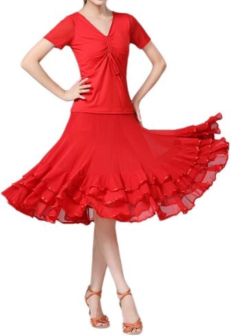 CISMARK Elegant Ballroom Dance Latin Flamenco Dance Skirt for Women in Kuwait