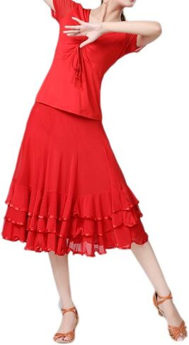 CISMARK Elegant Ballroom Dance Latin Flamenco Dance Skirt for Women in Kuwait