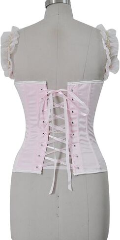 Blidece Gothic Tapestry Lace up Boned Corset Overbust Bustier with Lace Sleeves in Kuwait