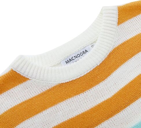 سترات للفتيات من Aermony بأكمام طويلة وسترة مخططة كبيرة الحجم للأطفال محبوكة برقبة دائرية وبلوفرات علوية in Kuwait