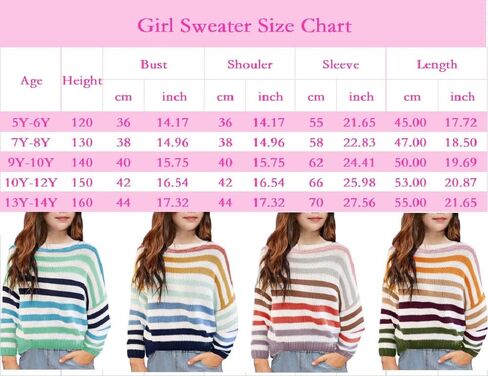 سترات للفتيات من Aermony بأكمام طويلة وسترة مخططة كبيرة الحجم للأطفال محبوكة برقبة دائرية وبلوفرات علوية in Kuwait