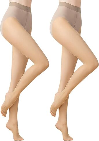 Ms.Myland 2 Pairs Women's Sheer Tights, 1D Ultra Thin Soft Nylon Regular Panty Multicolour High Sheer Anti-slid Pantyhose in Saudi Arabia