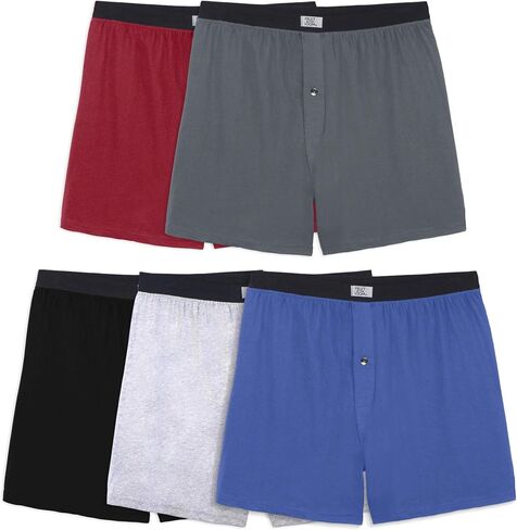 Fruit of the Loom Mens Knit Boxers 5 Pack, M, Assorted in Saudi Arabia