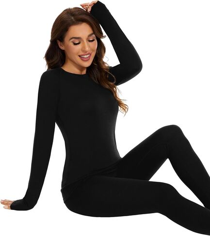 Women's 100% Merino Wool Base Layer Sets Lightweight Active Base Layer for Ski in Kuwait