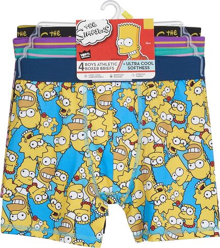 سراويل داخلية رياضية للأولاد من The Simpsons مع هومر ومارج وبارت والمزيد، 4 قطع و7 عبوات متوفرة بمقاسات 6، 8، 10، 12 in Kuwait