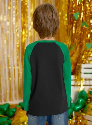 IIMMER Kids St. Patrick's Day Raglan Long Sleeve Patchwork Shirt 1-10 Years in Kuwait