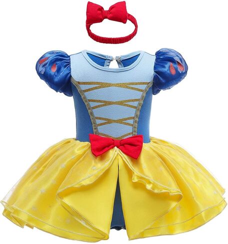 HIHCBF Baby Toddler Girls Christmas Snow White Costume Halloween Princess Birthday Party Cotton Romper Tutu Dress w/Headband in Saudi Arabia