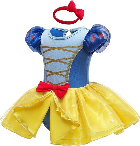 HIHCBF Baby Toddler Girls Christmas Snow White Costume Halloween Princess Birthday Party Cotton Romper Tutu Dress w/Headband in Saudi Arabia