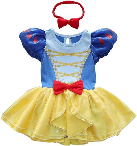HIHCBF Baby Toddler Girls Christmas Snow White Costume Halloween Princess Birthday Party Cotton Romper Tutu Dress w/Headband in Saudi Arabia